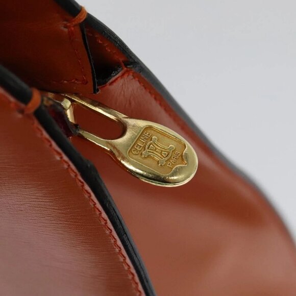 CELINE Tote Bag Leather Gold Orange Auth - Picture 12 of 16